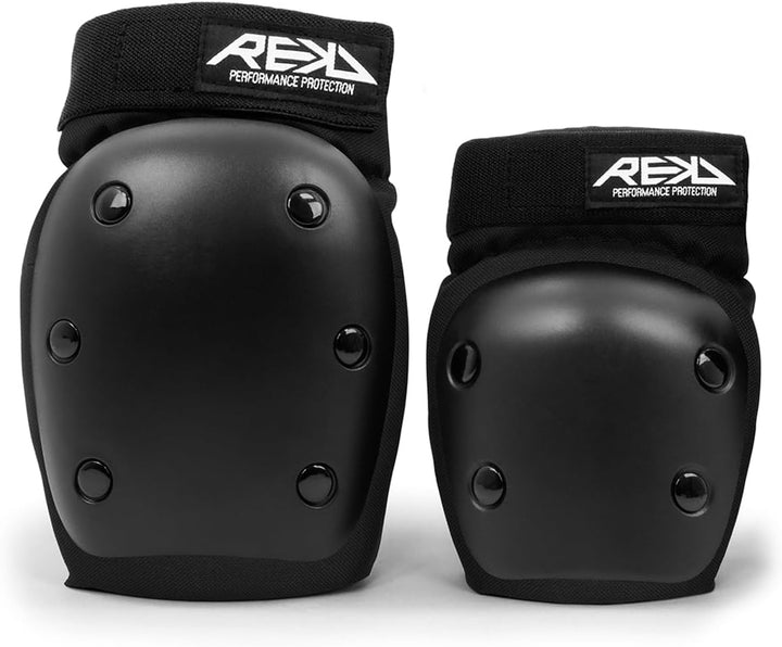Rekd Youth Heavy Duty Double Pad Set Skateboard-Schutzset, Unisex, Erwachsene S Schwarz / Schwarz, S