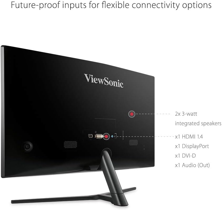 Viewsonic VX2458-C-MHD 60 cm (24 Zoll) Curved Gaming Monitor (Full-HD, FreeSync, 1 ms, 144 Hz, HDMI,
