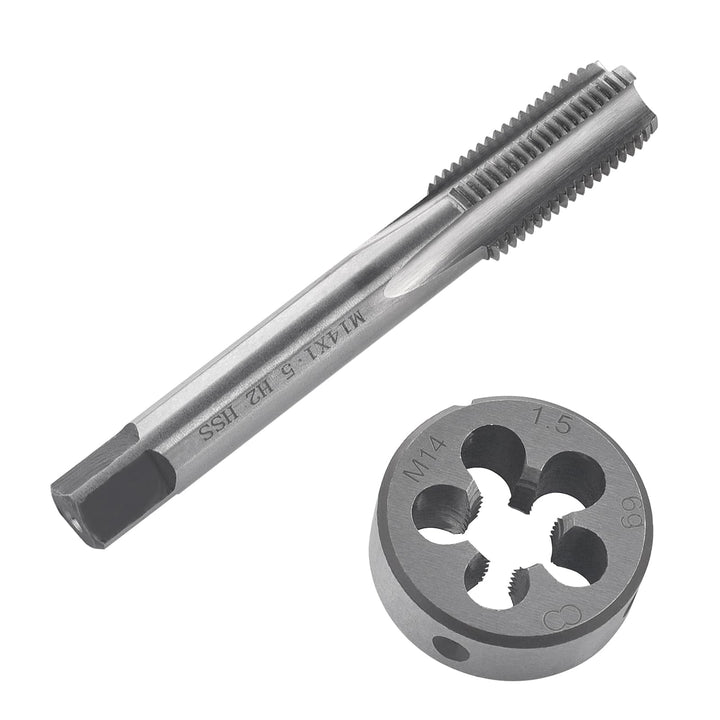 Gewindeschneid M14 x 1.5mm, HSS Gewindebohrer und Schneideisen Set, Rechtsgewinde Feingewinde Schnei