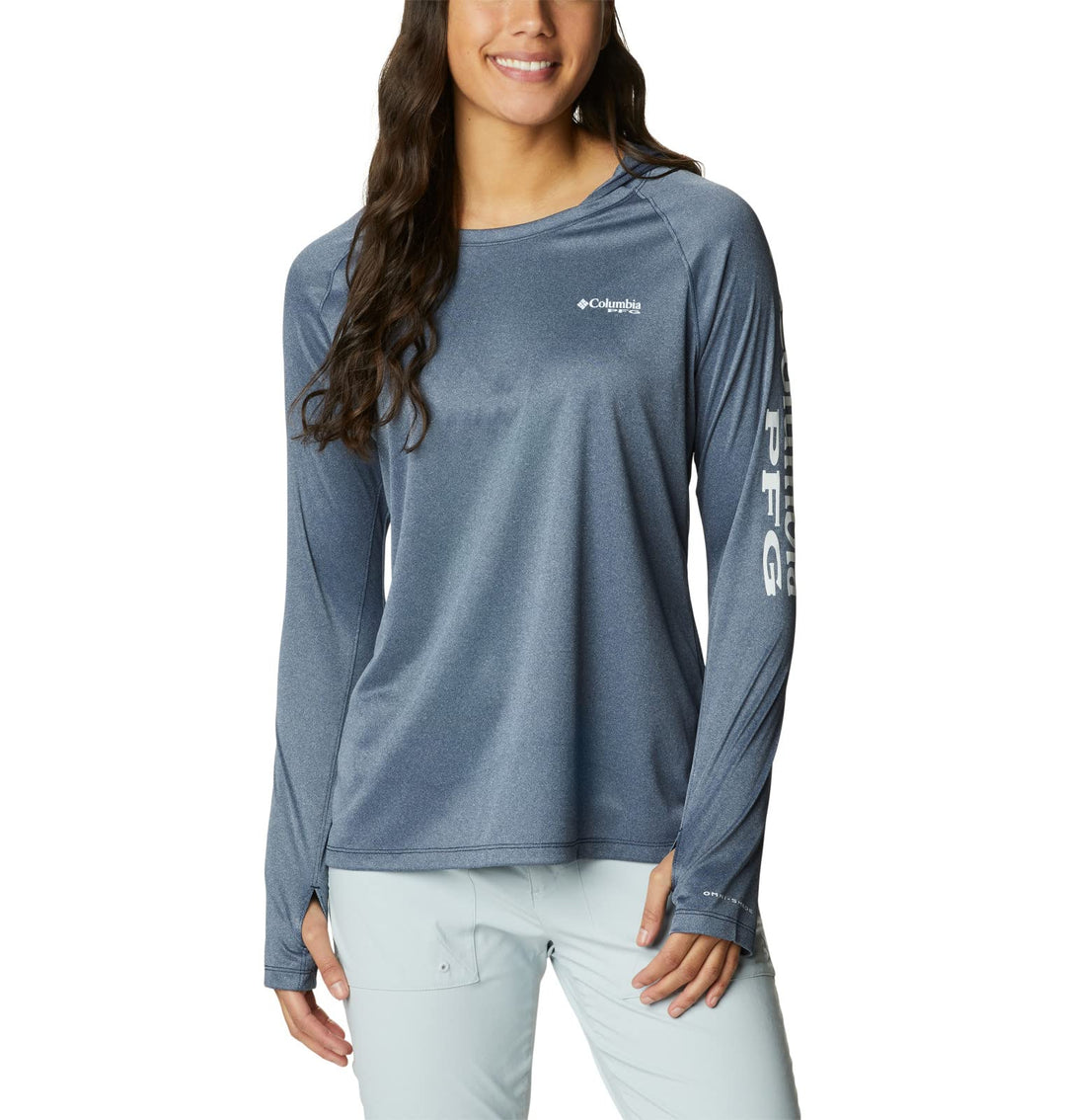 Columbia Damen Tidal Tee Heather Hoodie Kapuzen-Sweatshirt 2X Collegiate Navy Heather/White Logo, 2X