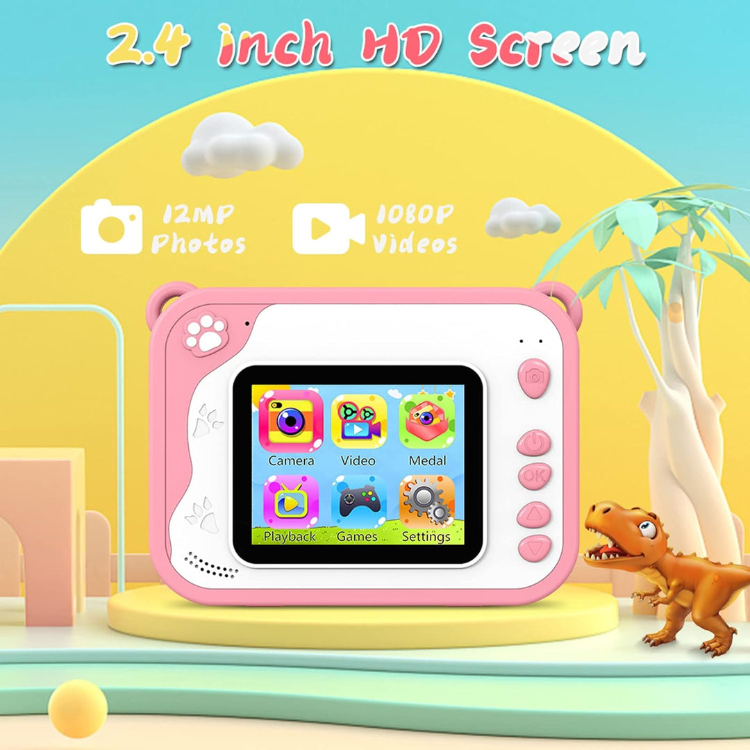 Uleway KinderKamera,DigitalKamera Print Sofortbildkamera 1080P 2.4'' Bildschirm Videokamera Schwarzw