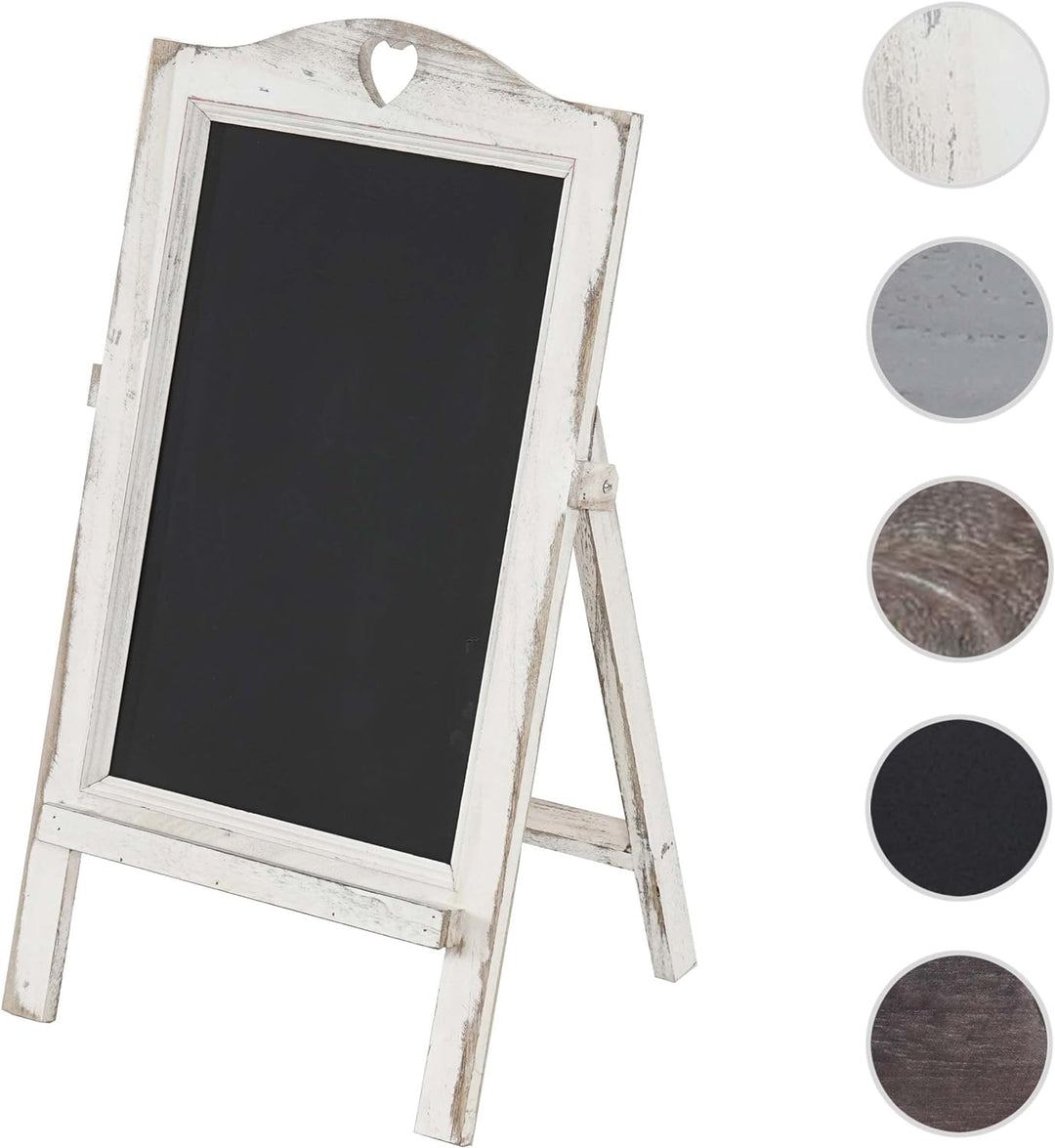 Werbetafel HWC-E51, Aufsteller Kreidetafel, 66x37x27cm Shabby-Look Vintage - weiss 66 x 37 x 27 cm W