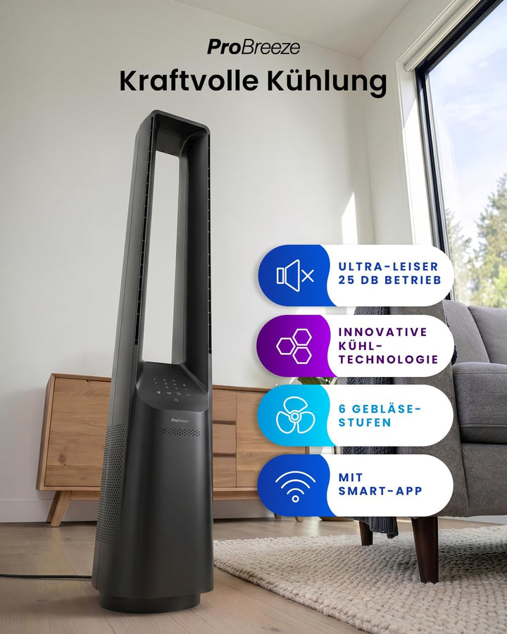 Pro Breeze 101cm rotorloser Ventilator, Gleichstrommotor, Ventilator mit Fernbedienung, LED Display,