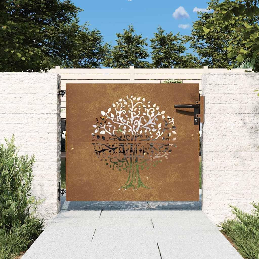 vidaXL Gartentor, Gartentür mit Bambus-Design, Abschliessbar Hoftor Eingangstor für Garten Terrasse,
