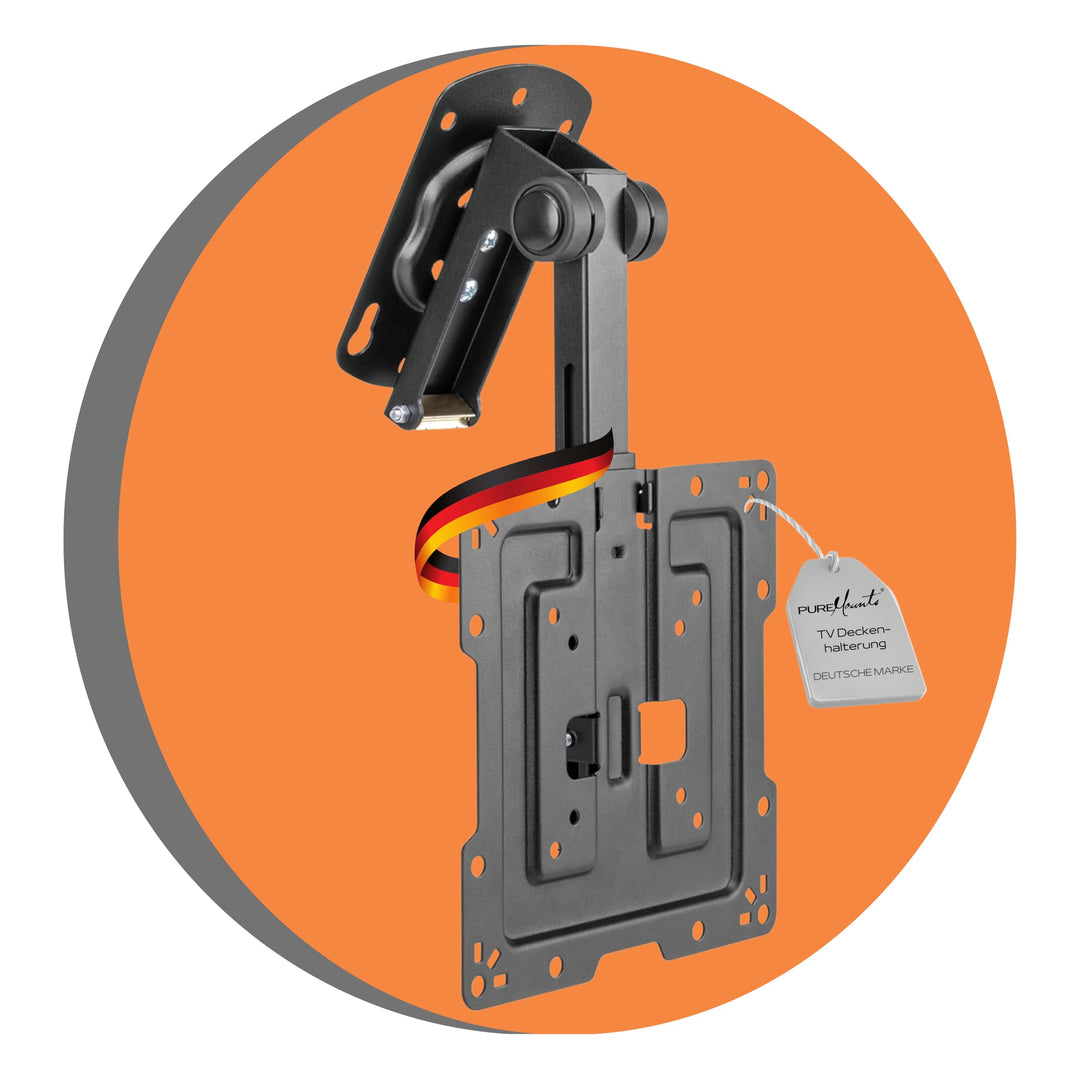 PureMounts TV Deckenhalterung für Fernseher, geeignet für 19-43 Zoll, klappbar, höhenverstellbar, sc