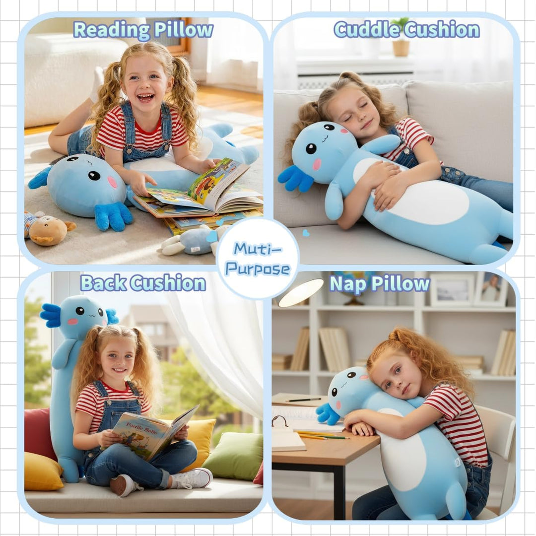 Kekeso Langes Axolotl Plüschtier,Kawaii Axolotl Kuscheltier Stofftier Rosa Axolotl Plüsch-Kissen, fü