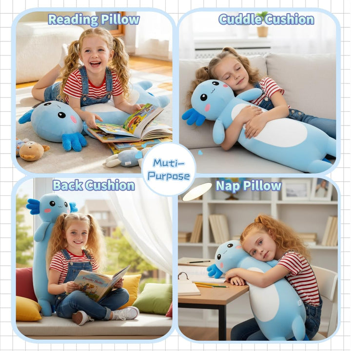 Kekeso Langes Axolotl Plüschtier,Kawaii Axolotl Kuscheltier Stofftier Rosa Axolotl Plüsch-Kissen, fü
