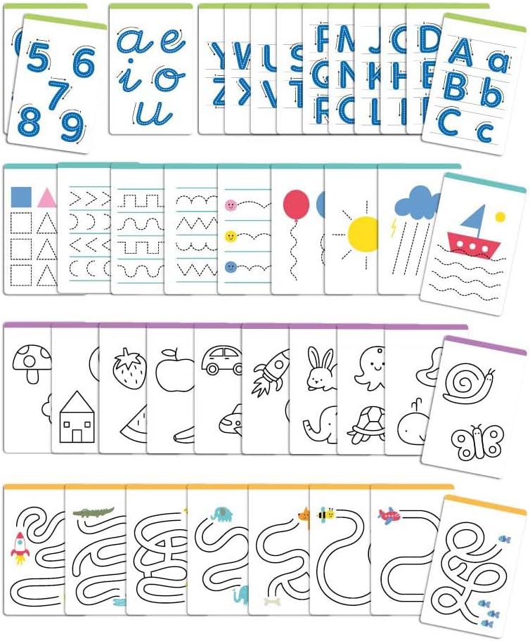 APLI Kids 20142 Draw and Learn LCD-Tafel mit Graphomotorik-Schablonen