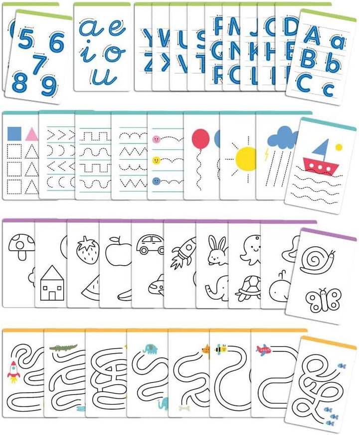 APLI Kids 20142 Draw and Learn LCD-Tafel mit Graphomotorik-Schablonen