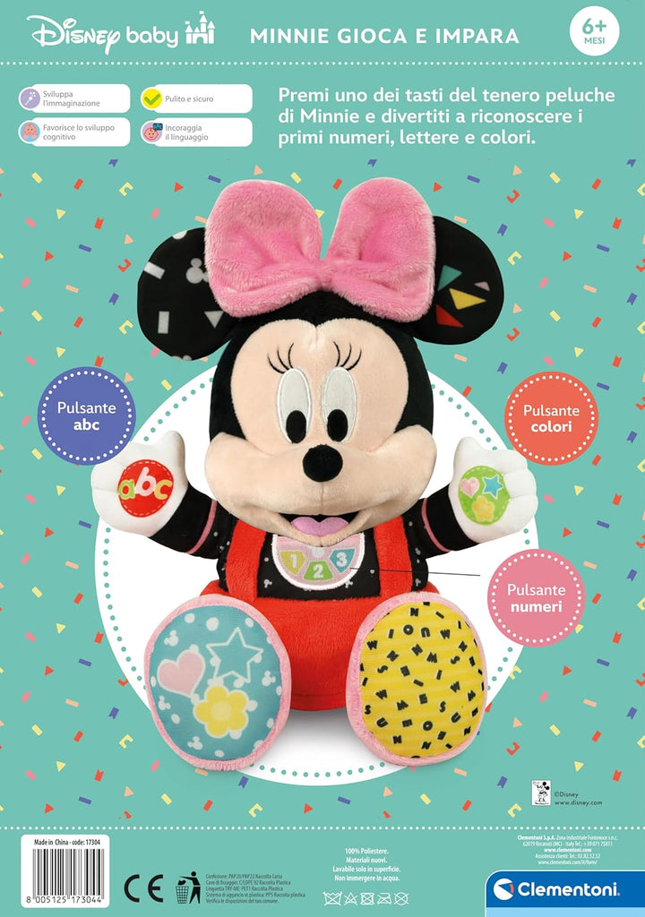 Clementoni Disney Baby Minnie Spiele und Lernen Plüsch, Mehrfarbig, Standard, 17304 Baby Minnie Mous