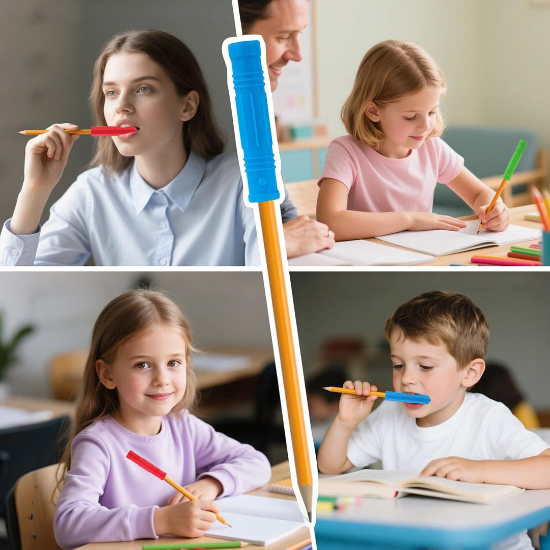 12 Stück Bleistift Kauschutz Stifte Silicone Kaukappen Stifte Pencil Topper Bleistiftkappe Stifthalt