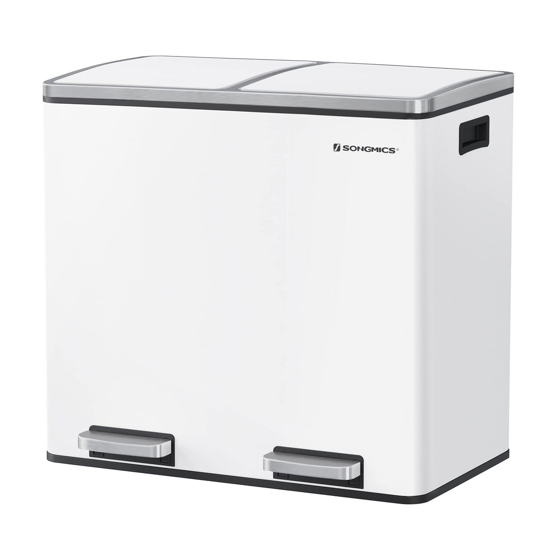 SONGMICS Mülleimer, Abfalleimer, Mülltrennsystem mit 2 Fächern, Treteimer für die Küche, 2 x 24 L, S