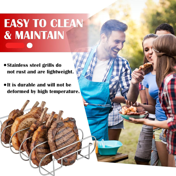 Rippchenhalter Grill,32x25x7cm Spareribs Halter Grill für 5 Spareribs,BBQ Rib Rack,Grill Rib Stand,S