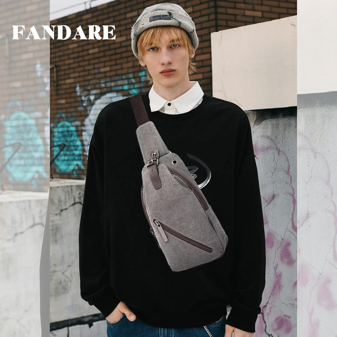 FANDARE Vintage Umhängetasche Sling Bag Schule Reisen Männer Frauen Messenger Rucksäcke Brustbeutel