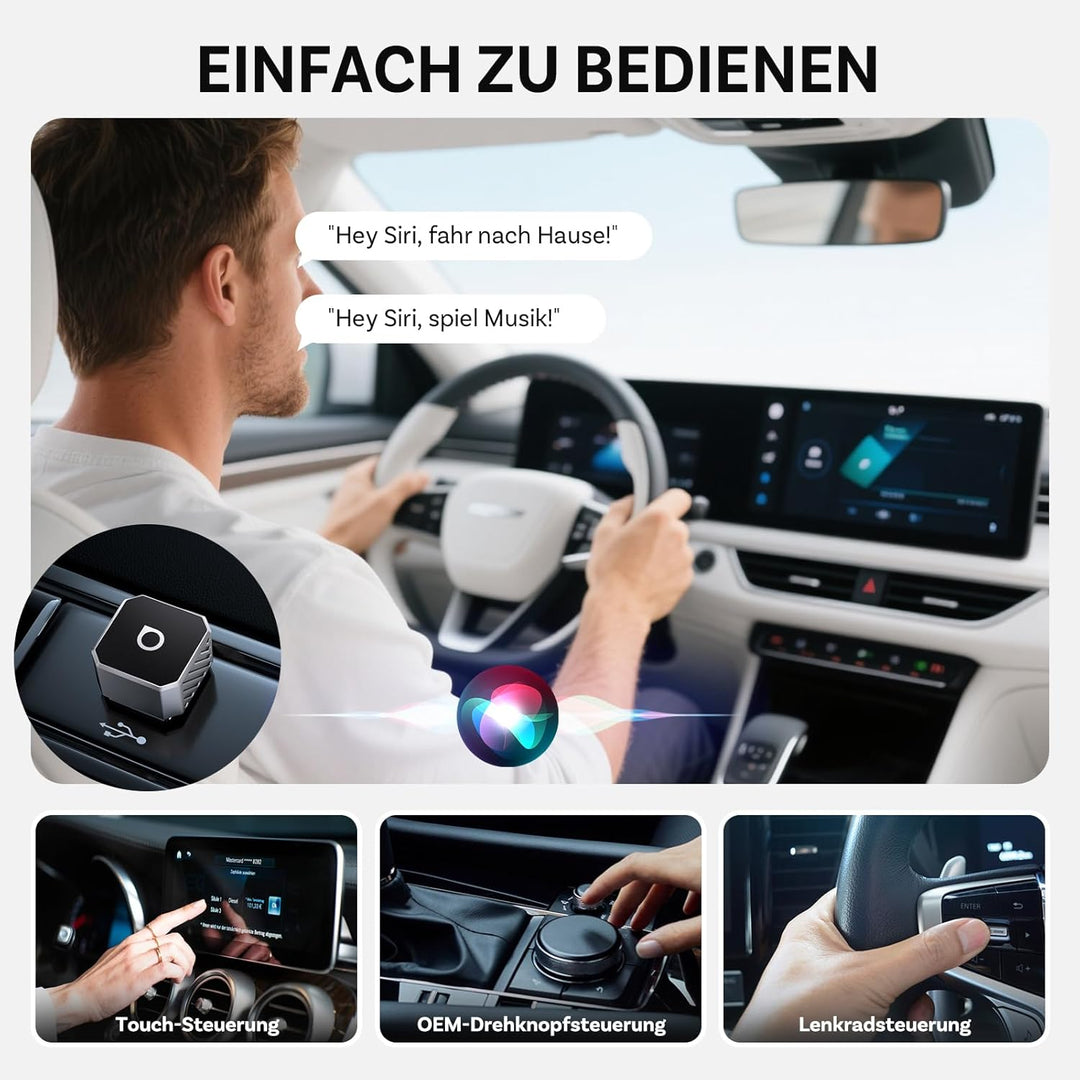 OTTOCAST Mini Pot 2026 Upgraded, 2-in-1 CarPlay & Android Auto Wireless Adapter für iOS 10+/Android
