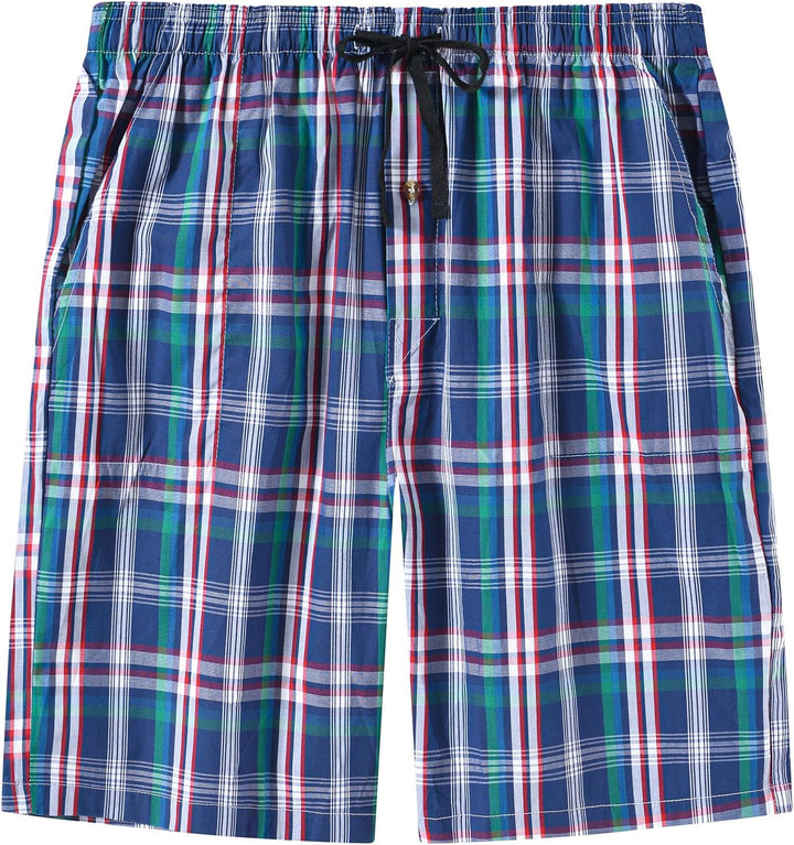 MoFiz Herren Kurze Pyjamahose Baumwolle Schlafshorts Karierte Schlafanzughose Freizeithose Karo Loun