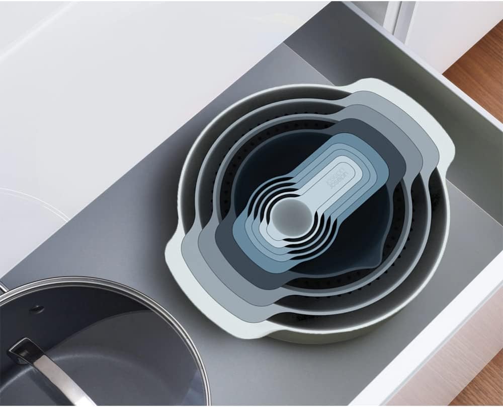 Joseph Joseph Nest 9 Plus 9-Pièces, set emboîtable avec bol de mélange grand et petit, passoire, tam