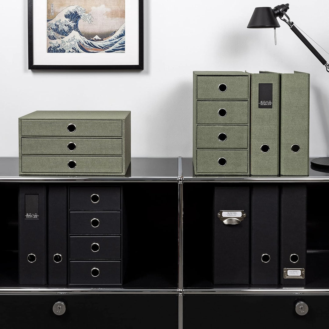 Rössler SOHO 3er Schubladenbox A4 aus Papier | Büro Organizer Schreibtisch| Schubladen Organizer Bür