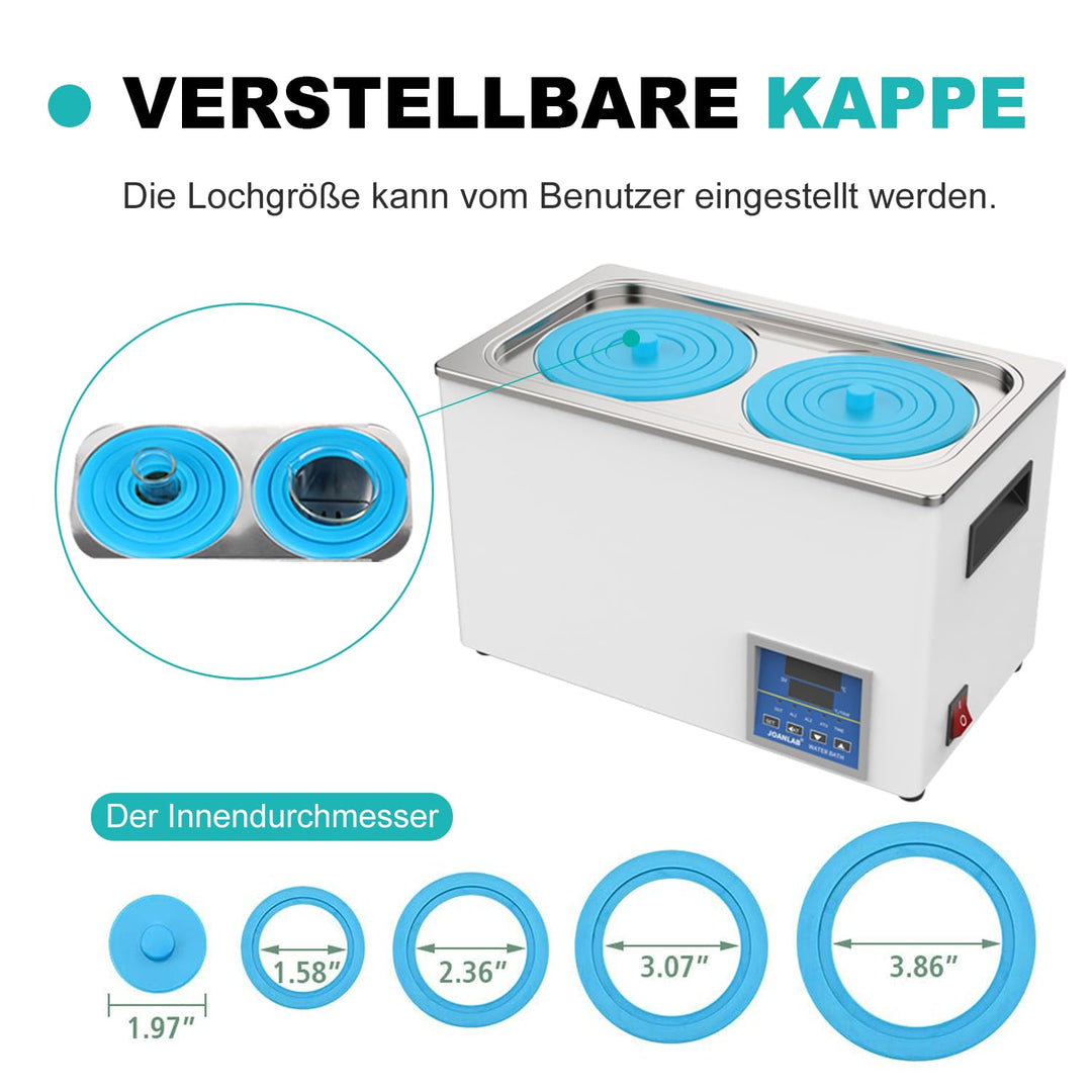 JOANLAB Laborwasserbad 6L - Einzelöffnung, Edelstahl - Präzises Thermostat ±0,1°C,600W- Timer 0-99 M