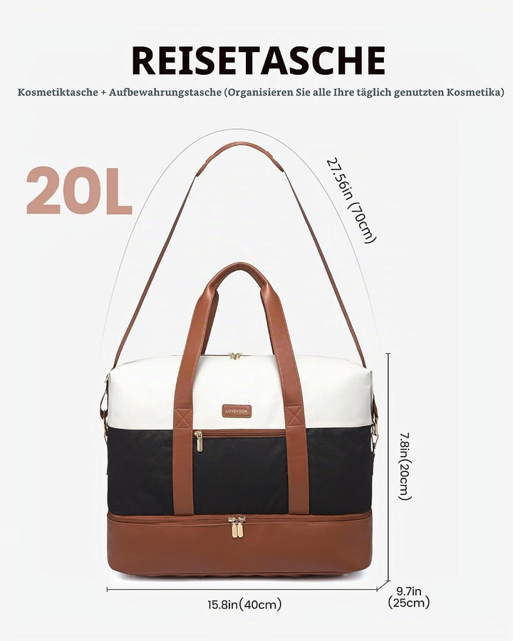 LOVEVOOK Handgepäck Tasche Für Flugzeug 40x20x25, Reisetasche Weekender Damen für Ryanair, Klein Spo