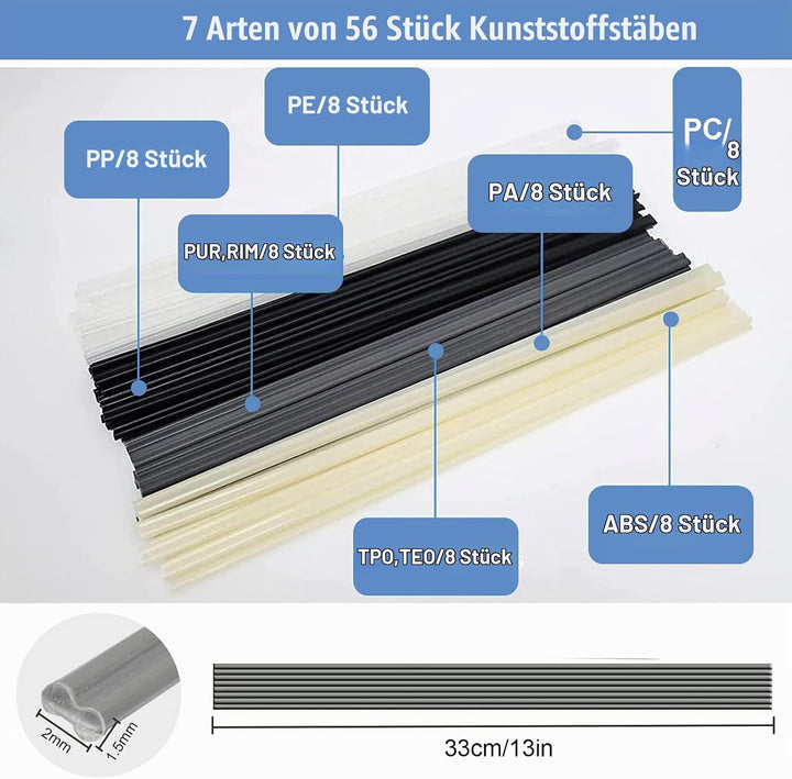 Kunststoff Schweissen,100W Multifunktion Lötkolben Set 3 Gang Einstellung Kunststoff Schweissgerät K