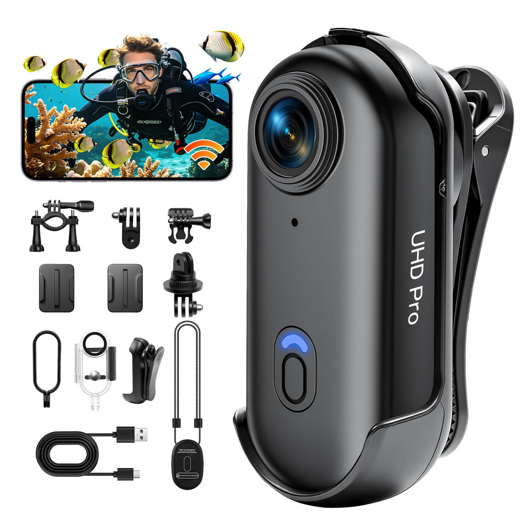 Action Cam Mini, 1080P HD Bodycam WiFi Mit Wasserdichter Hülle, 150° Weitwinkelobjektiv Actionkamera