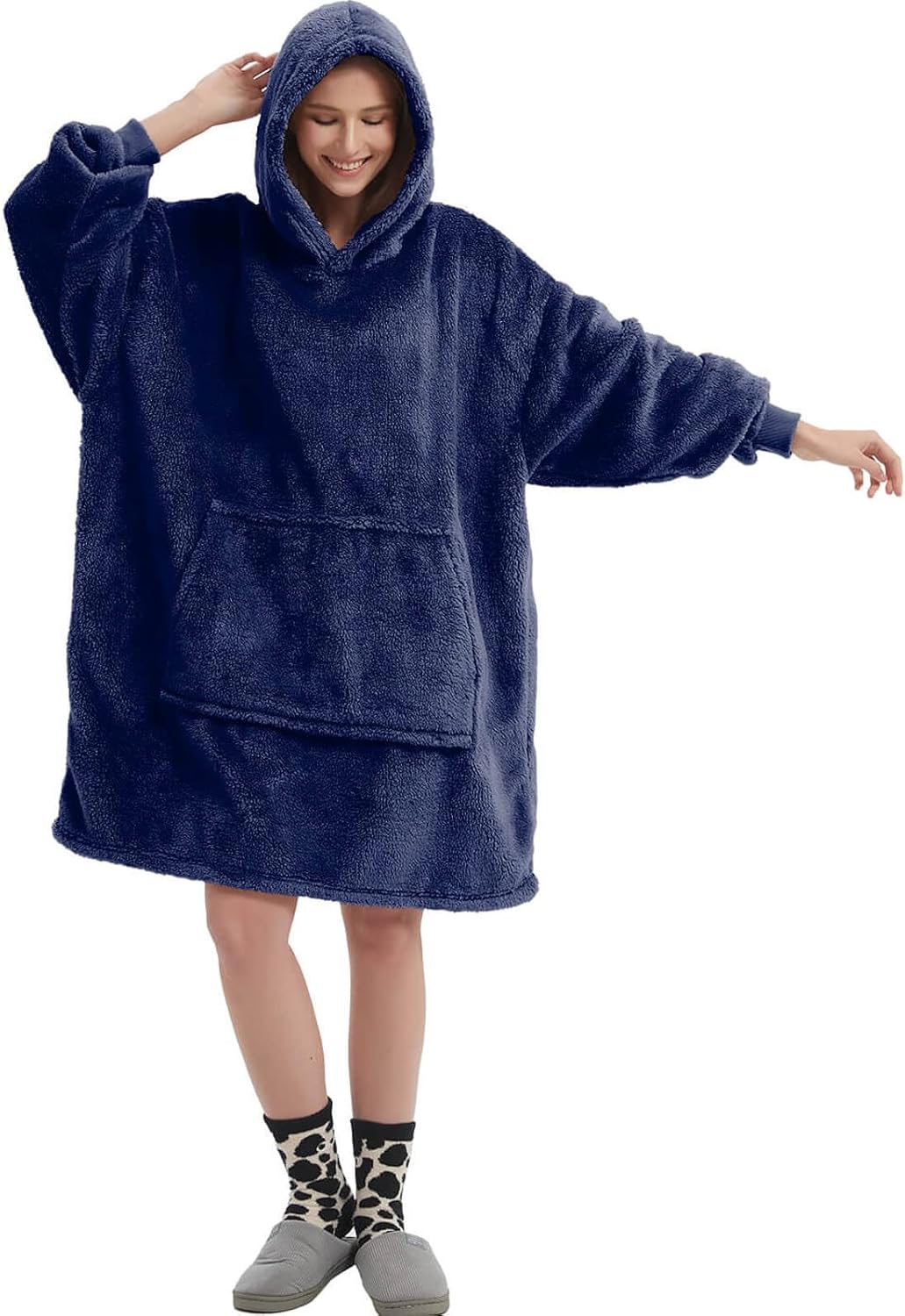 FELOVE Hoodie Decke Ärmeln Kuschelpullover Mit einer grossen Tasche,Tragbare Decke Ultra Soft Bequem