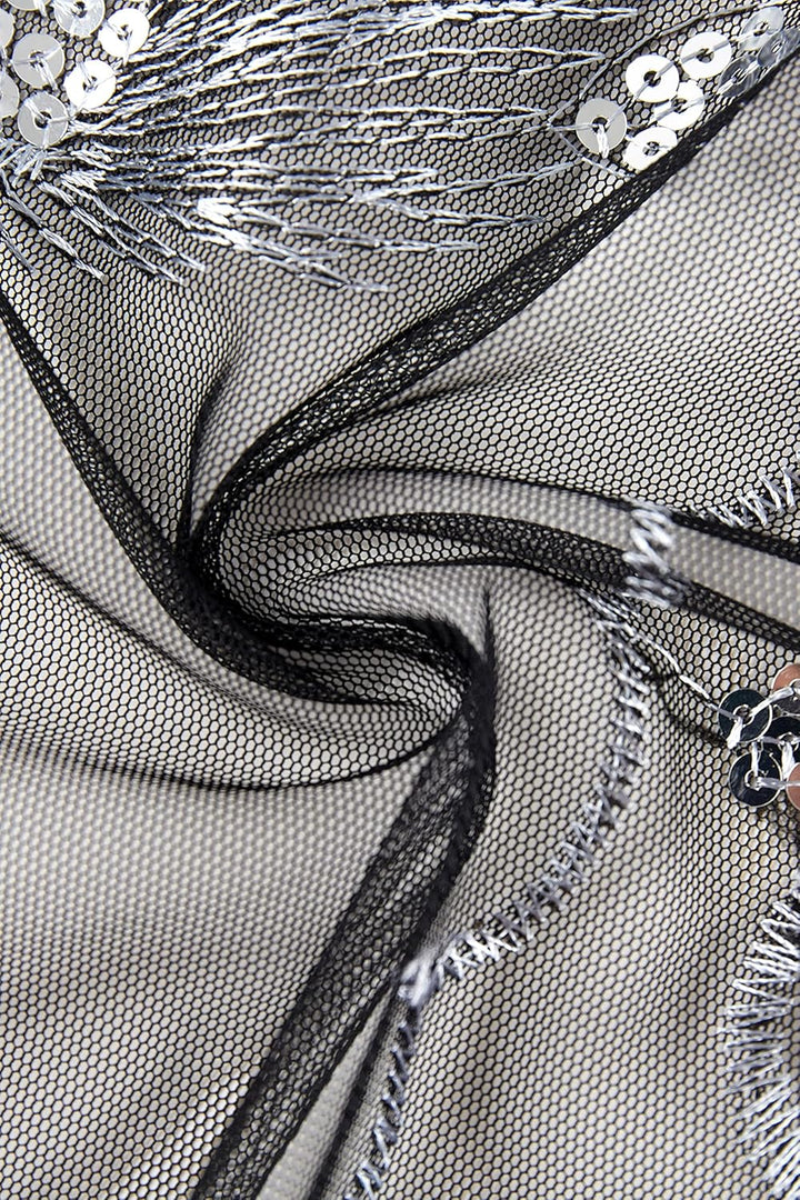 BABEYOND Damen Pashmina-Schal Einheitsgrösse Schwarz/Silberfarben, Einheitsgrösse Schwarz/Silberfarb