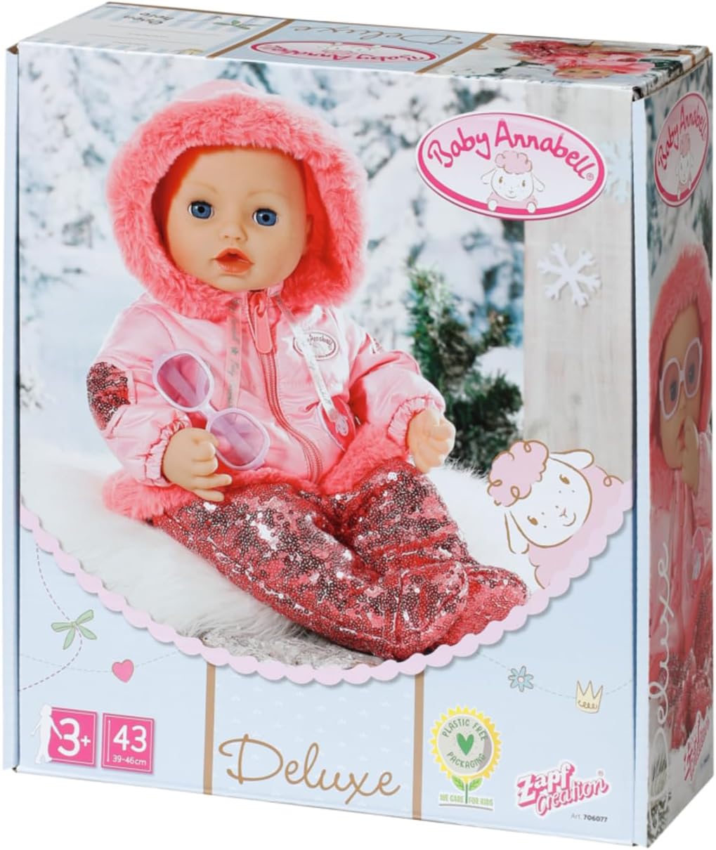 Baby Annabell Deluxe Winter 43cm - Puppenkleidung Puppenoutfit für den Winter, rosa Puppen-Schneeanz