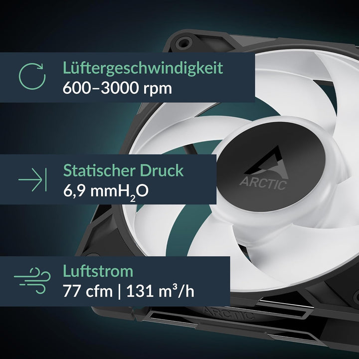 ARCTIC P12 Pro A-RGB (3 Stück) - Leistungsstarker Premium PC Lüfter, 120 mm PWM Case Fan mit Y-Kabel