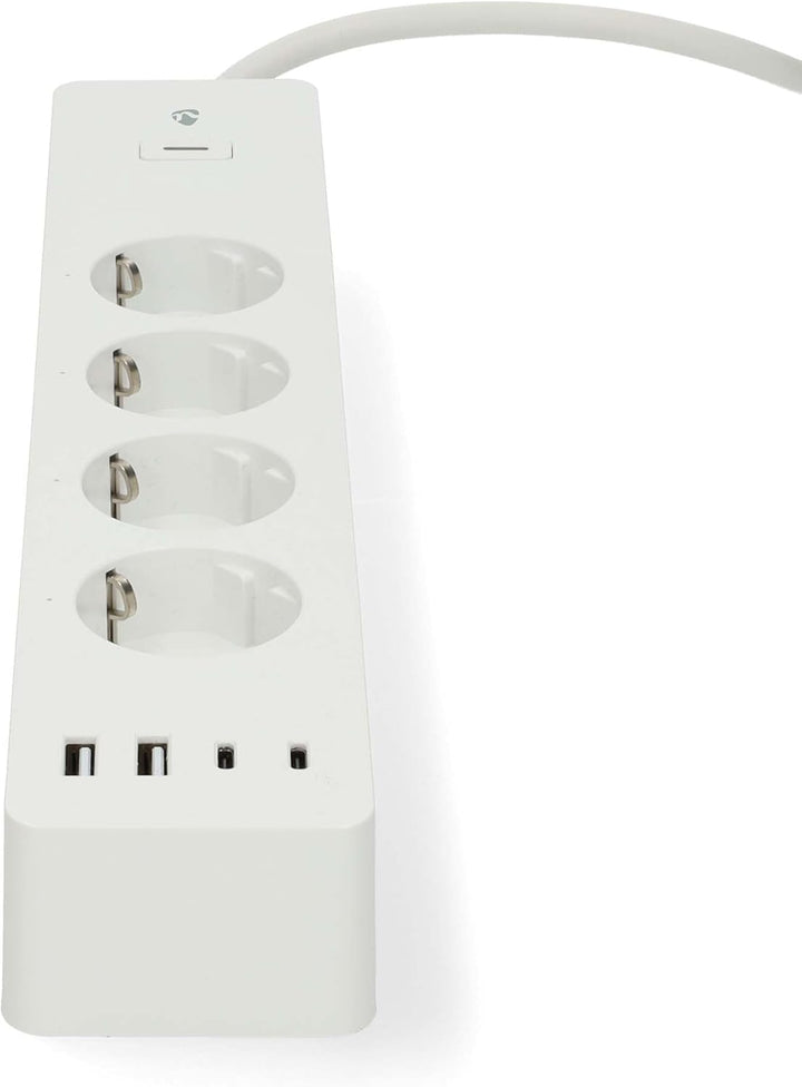 Nedis SmartLife Power Strip - Wi-Fi - Hybrid (CEE 7/7) / USB A/USB-C - 16 A - 3680 W - 2.00 m - 0-55