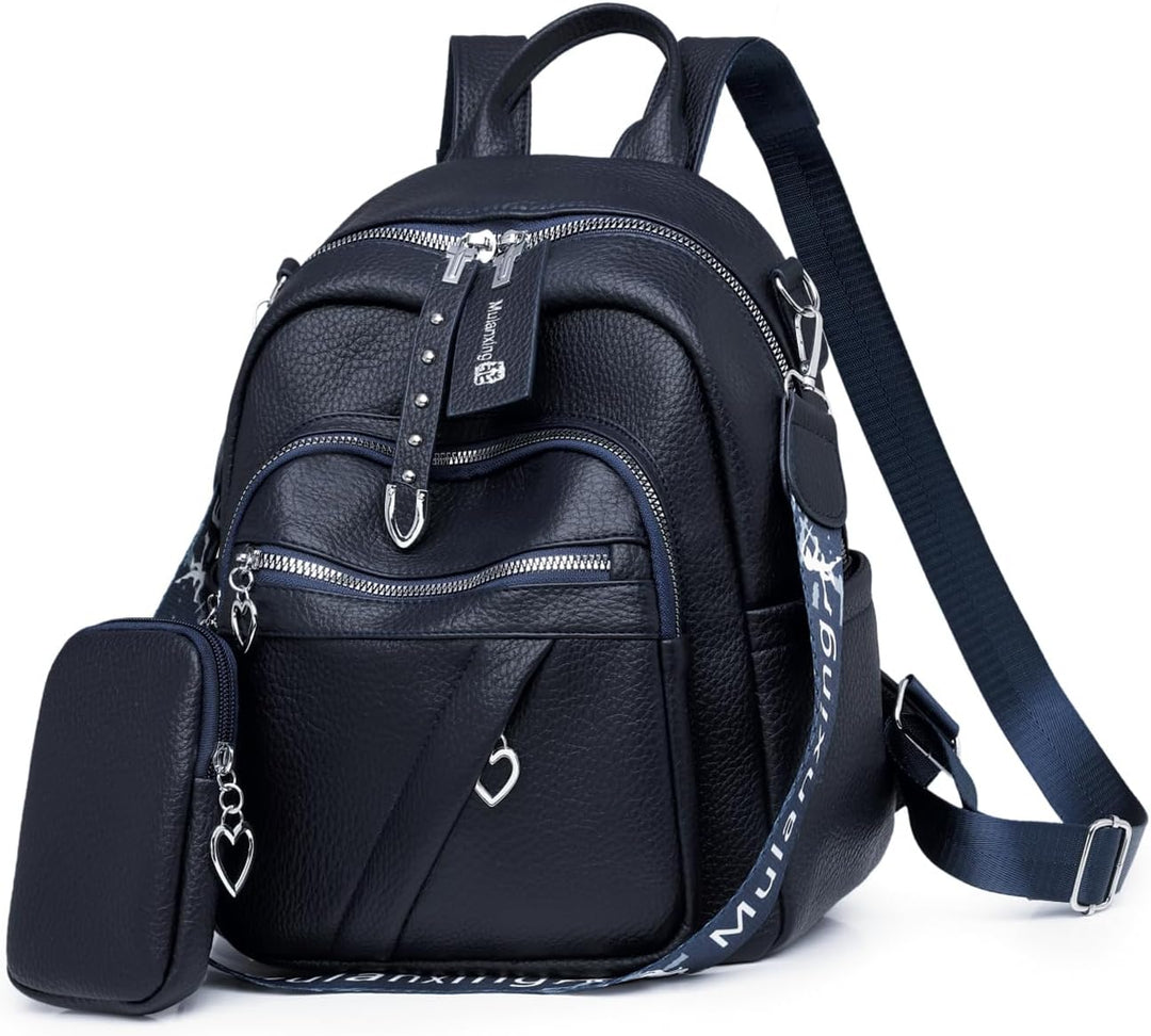 JANSBEN Leder Rucksack Damen Klein, Elegant Cityrucksack Modern Anti-Diebstahl Tagesrucksack Backpac