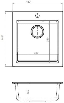 VBChome Spülbecken mit Armatur 45 x 50 cm Beige Einzelbecken Einbauspüle Spüle Küchenspüle Spültisch