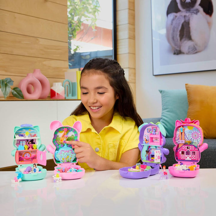 Polly Pocket Puppen und Spielset, Matrosenkatze-Schatulle, Spielzeug für unterwegs mit 1 kleinen Pup