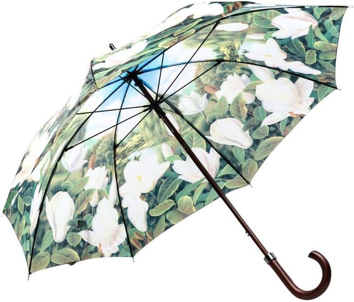 LUCKYWEATHER Regenschirm Stockschirm Damen Motiv Magnolien I Stockregenschirm gross und stabil sowie