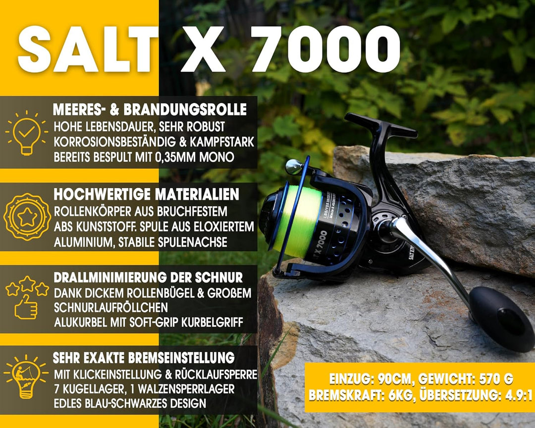 Angel Berger Salt X 7000 Meeresrolle Brandungsrolle Pilkrolle Hochseerolle Angelrolle Dorschangeln B