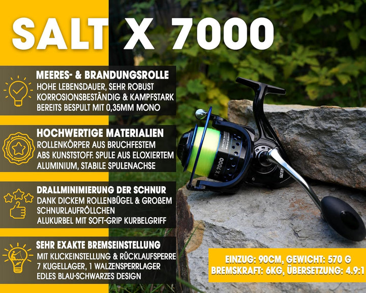 Angel Berger Salt X 7000 Meeresrolle Brandungsrolle Pilkrolle Hochseerolle Angelrolle Dorschangeln B