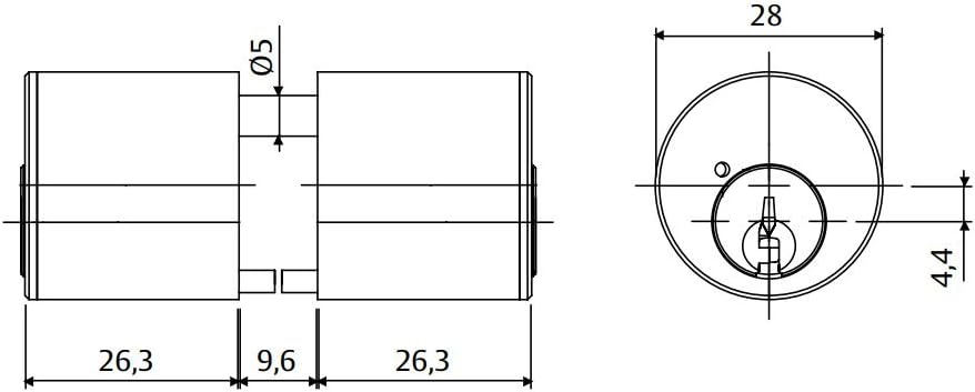 tesa 3010119 - Rundzylinder 5000/26x26/28 latonado, Ottone, 26 x 26 mm