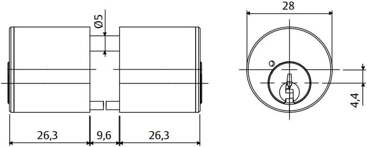tesa 3010119 - Rundzylinder 5000/26x26/28 latonado, Ottone, 26 x 26 mm