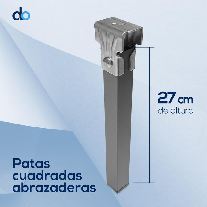 DUÉRMETE ONLINE Juego Patas cuadradas Con abrazadera para Somier de 30x30mm, Altura 27cm Set mit 6 q