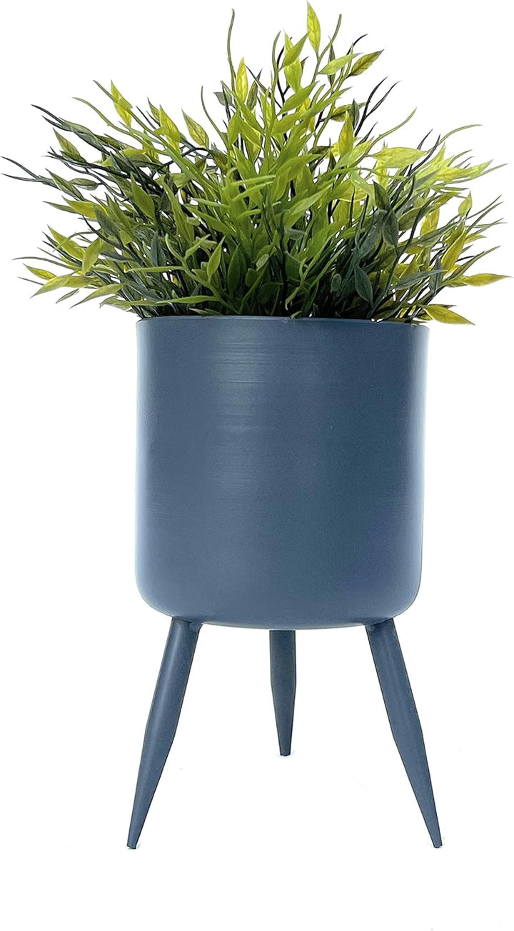DanDiBo Blumentopf mit Füssen Pflanztopf Blumenkübel mit Beinen Metall Grau 23 cm 96260 M Modern Pfl