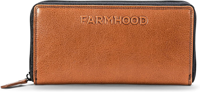 FARMHOOD Memphis Damen Geldbörse gross 19,5 cm - Portemmonaie mit 8 Kreditkartenfächer und 3 Scheinf