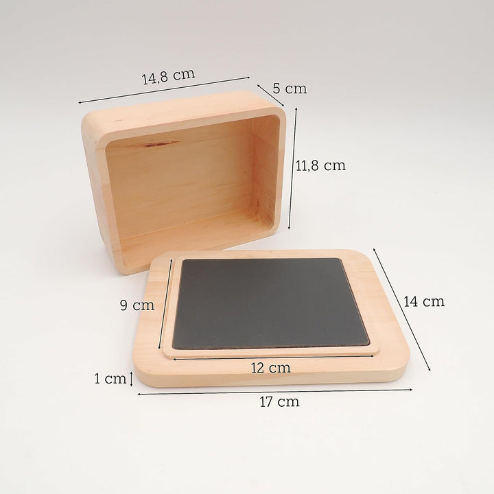 JOWE personalisierte Butterdose aus Zirbe | Zirbenbutterdose mit HPL Platte | made in Austria | Mit
