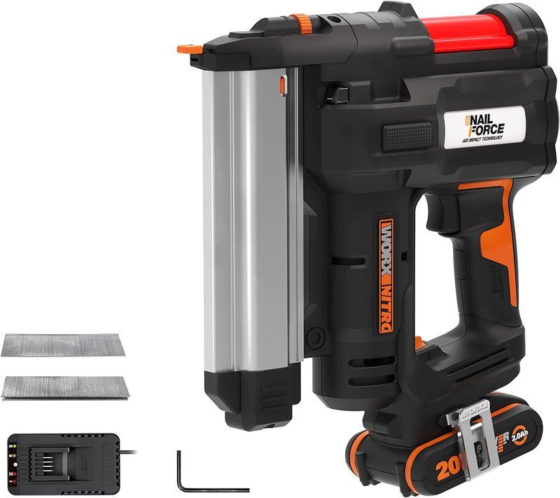 WORX WX840 NITRO NailForce Akku Nagler und Tacker 20V - 2-IN-1 Funktionen als Bolzensetzgerät & Schm