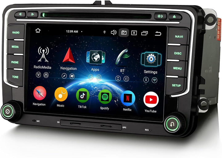 Erisin Android 14 4GB+64GB 8-Kern DVD Autoradio Bluetooth GPS Navi für VW T6 Polo Crafter Amarok Cad