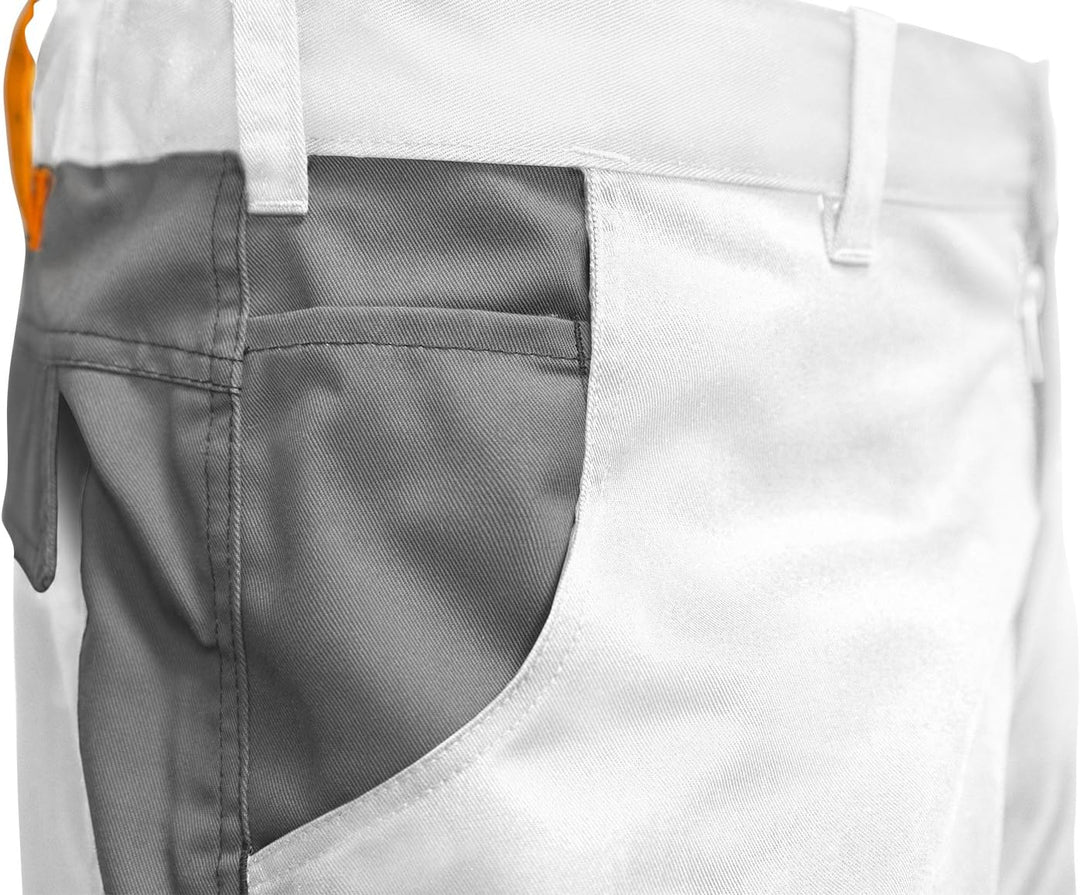 strongAnt Shorts Stretch Berlin Pro Herren Sommer Arbeitshose kurz Cargo Outdoor Grau-Shwarz-Weiss 4