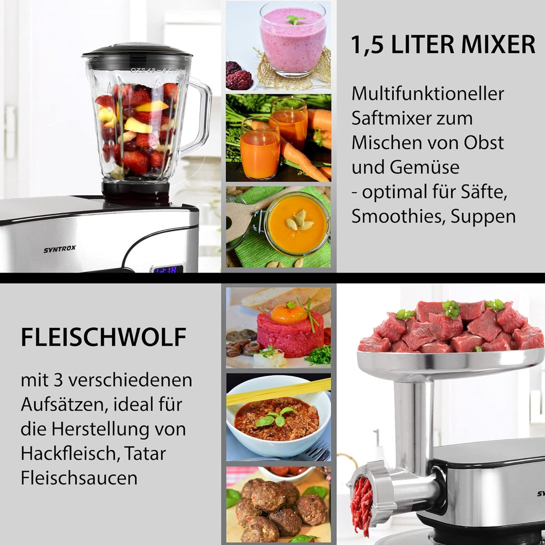 Küchenmaschine Paris Edelstahl 12 Liter Küchengerät & Fleischwolf