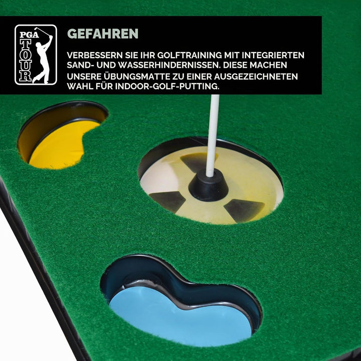 PGA Tour Putting-Matte mit zusammenklappbarem Putter und Ausrichtungsführung, 1,8 m Einzelbett Einze