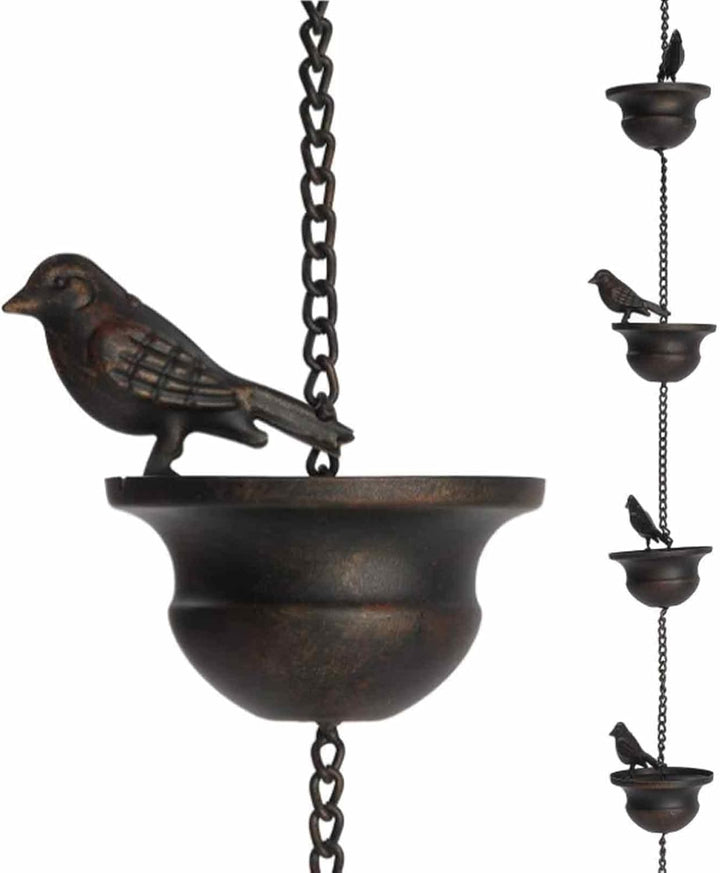 Regenwasserkette, Dachrinnenkette Regenablaufkette, Metall Hanging Regenketten, Vögel Auf Tassen Hän
