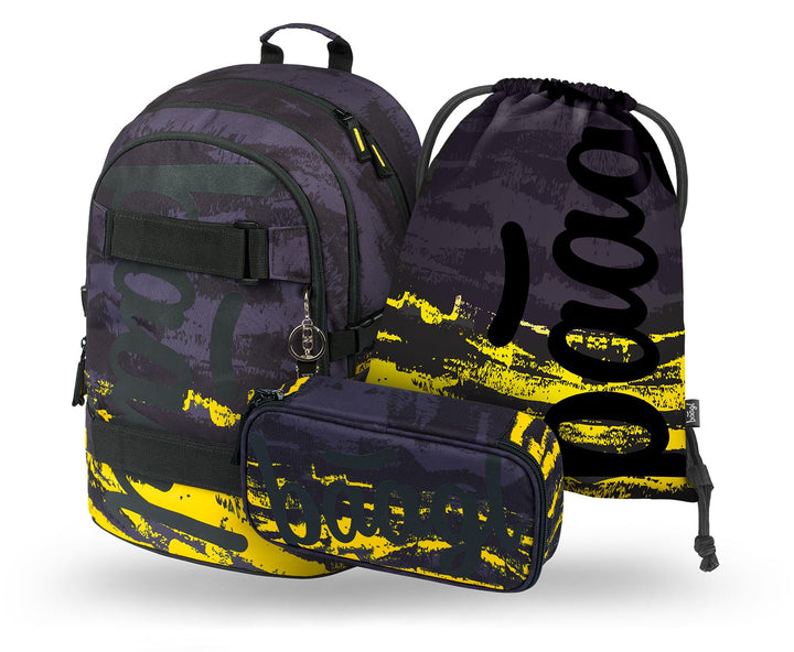 Baagl Schulrucksack Set Jungen Mädchen 3 Teilig, Schultasche ab 3. Klasse, Grundschule Ranzen mit Br